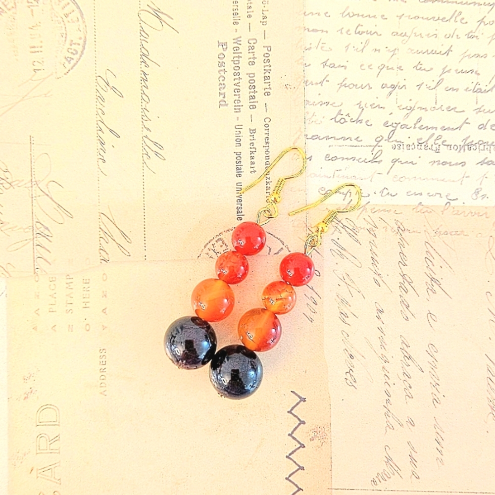 Fall Colors Gemstone Beaded Earrings